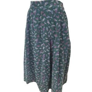 Britches Great Outdoors Forest Green Paisley Pleated Corduroy Riding Skirt 10